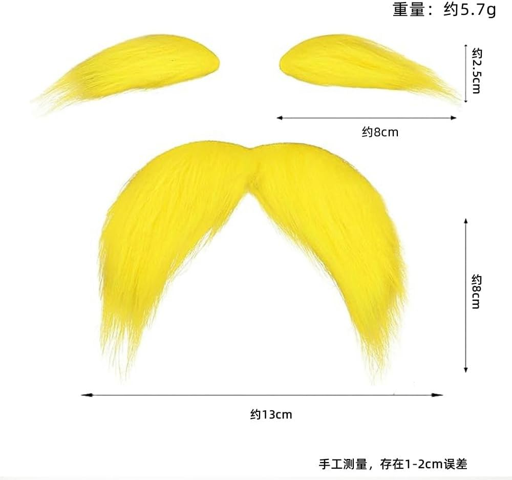 Stick Fake Beard and Eyebrows Costume Accessories for Halloween Party Easy Yellow image number 4