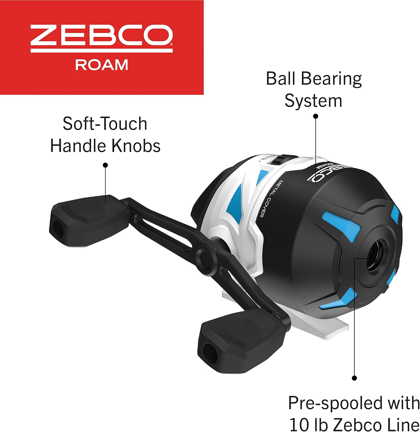 Zebco Roam Spinning Fishing Reel, Size 30 Reel, Changeable Right or Left-Hand Retrieve, Pre-Spooled with 10-Pound Zebco Fishing Line image number 1