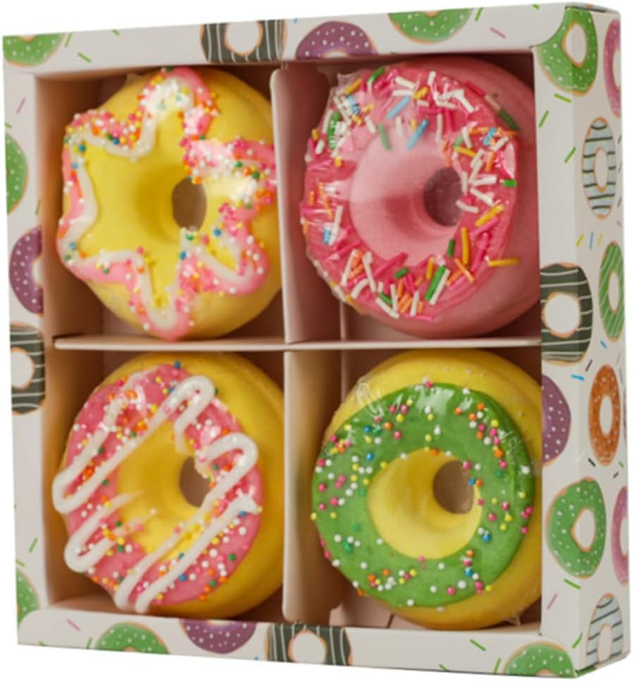 Shower Bubble Bombs Set 4Pcs Doughnut Shape Sea Salt Bath Balls Aroma and Bubble Creation for Home and Travel Use image number 2