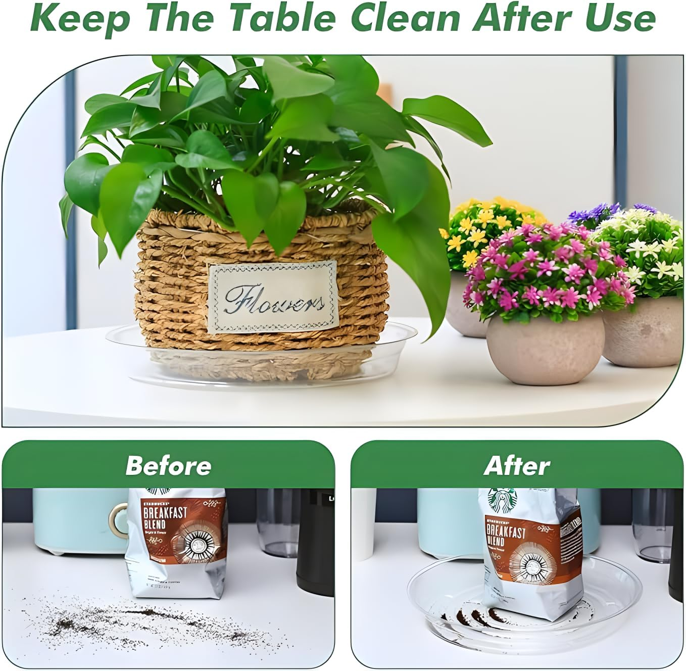 24 Pcs Clear Plastic Plant Pot Saucers, 6,8,10,12 Inch 4 Size Plant Saucers Flower Pot Tray No Holes Water Catcher Trays Suitable for Indoor and Outdoor Garden Container Planters. image number 6