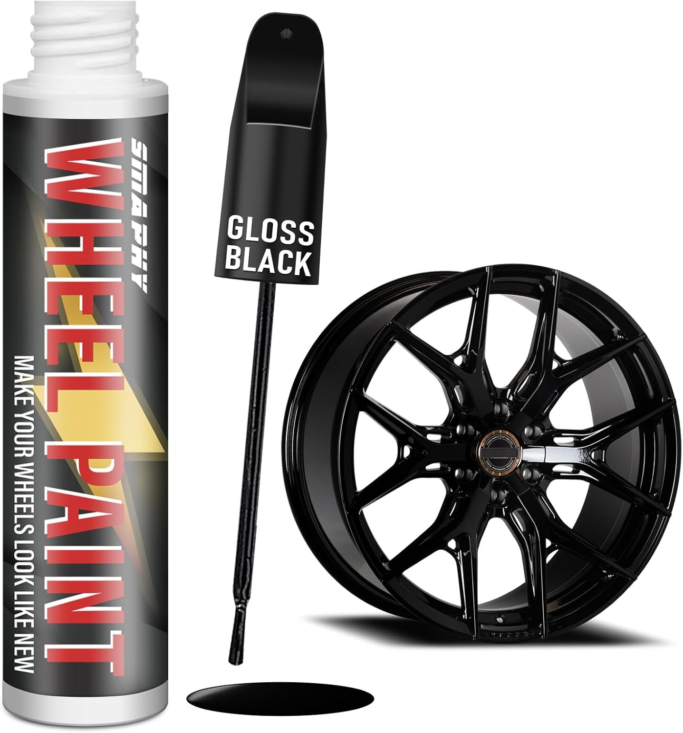 SMAPHY Black Rim Touch up Paint, Wheel Repair Paint Quick and Easy, Touch up Paint for Cars Wheel, Black Car Rim Paint for Car Wheel Repair, Universal Color for Rims (Gloss Black)