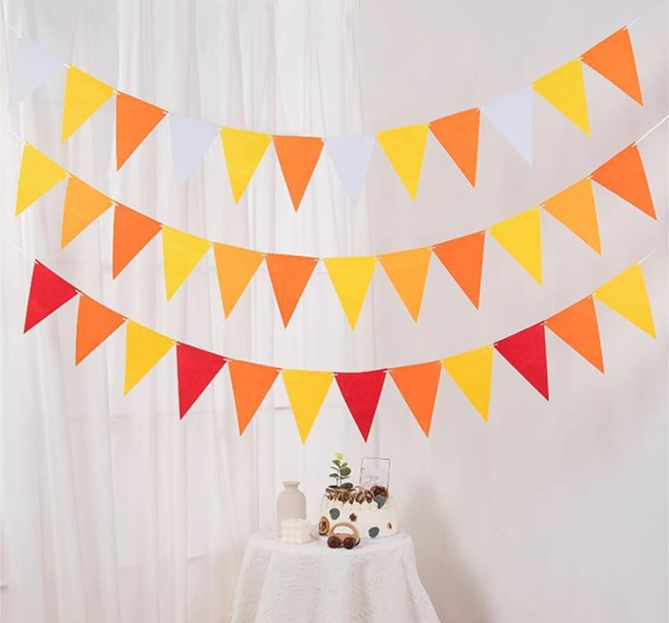 48Pcs Rainbow Pennant Banner, Betterjonny 4 Pack Felt Fabric Flags Pennant Banners Triangle Flag for Party Wedding Christmas Birthday Bedroom Decoration image number 3