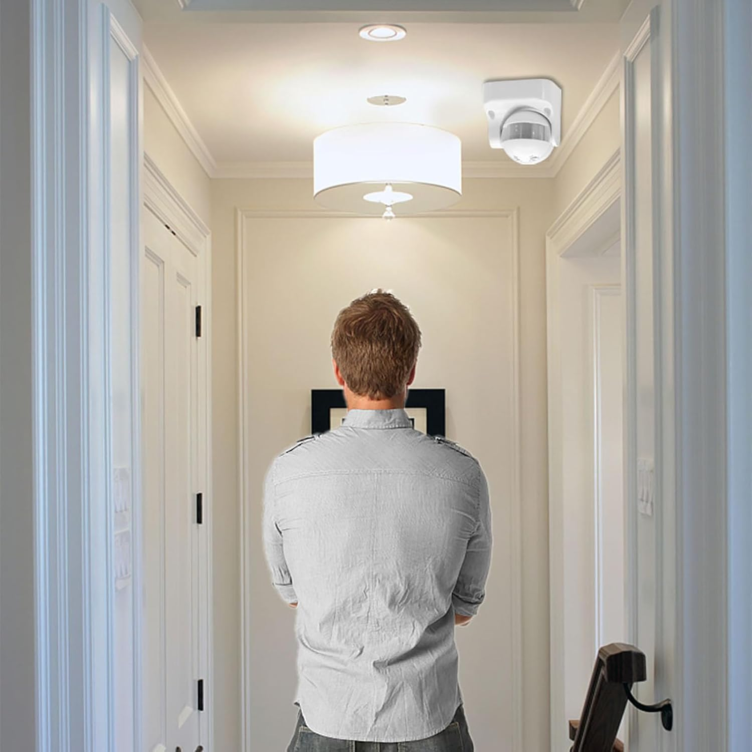 RIZGHWOY PIR Motion Sensor Switch, 180 Degree Outdoor Security, IP44 Rated, 240V AC, LED Compatible, White, 12M Detection Range