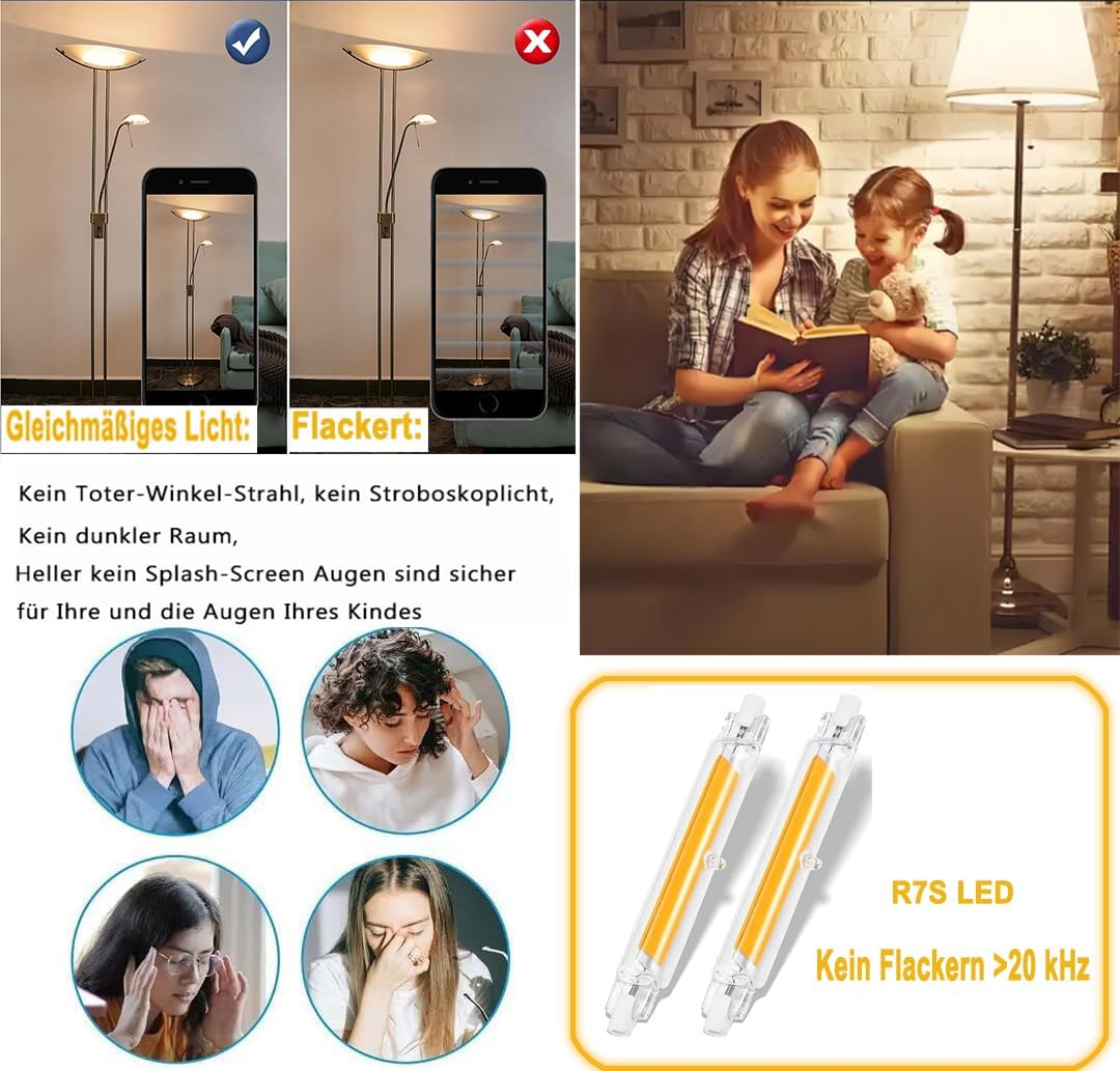 R7S LED 118Mm 20W Dimmable - Direct Replacement for 200W Halogen J118, 2000LM Cool White 6000K Flicker Free - Saves 90% Energy, Easy Install (Pack of 2) image number 6