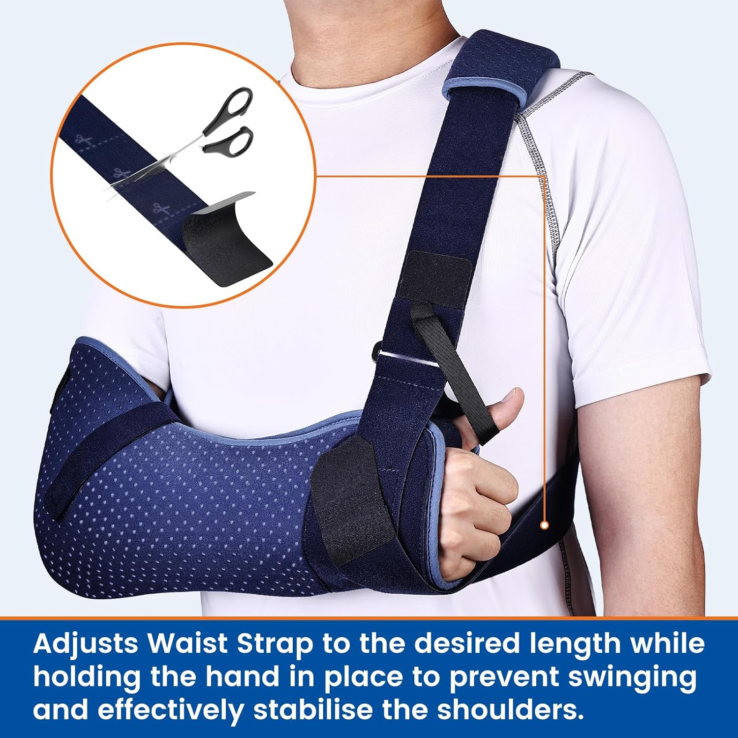 Willcom Arm Sling for Shoulder Injury with Waist Strap - Immobilizer Brace Support for Sleeping, Rotator Cuff Surgery (Comfort Version, Left, Large, 40-51 Inch) image number 5