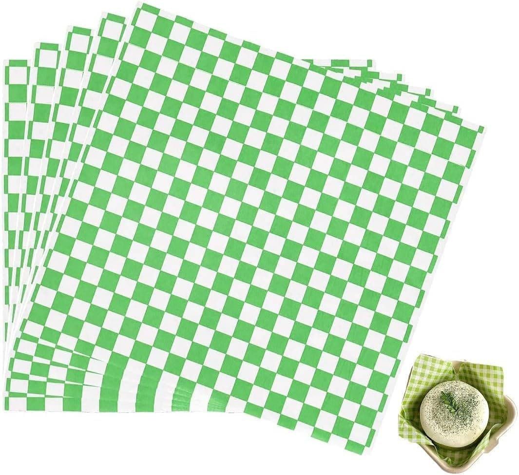 100 Pcs Checkered Food Grade Wrap Paper,Checkered Dry Waxed Deli Paper Sheets,Food Grade Wrap Paper Greaseproof Sandwich Wrap Paper,Baking Wrapping Paper Deli Paper for Sweets Cakes Cheese,Red