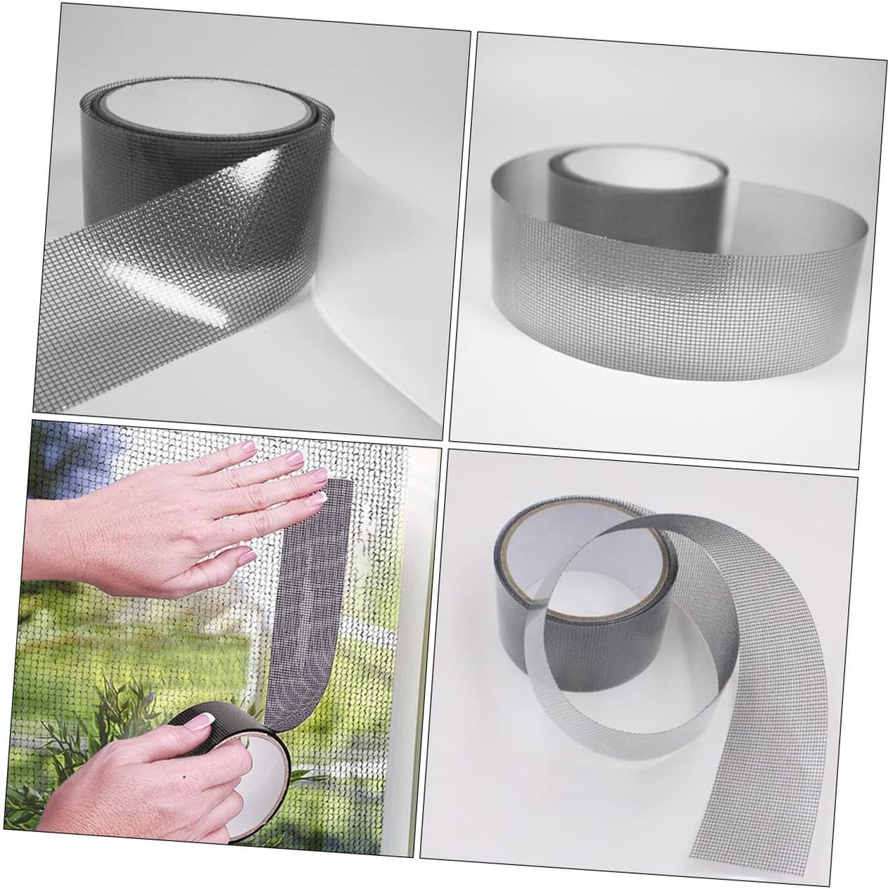 Housoutil Self-Adhesive Window Mesh Tape Grey 50Mm X 2M Screen Repair Tape for Window and Door Mesh Patching Sturdy Repairing Decal for Flyscreen and Door Tears