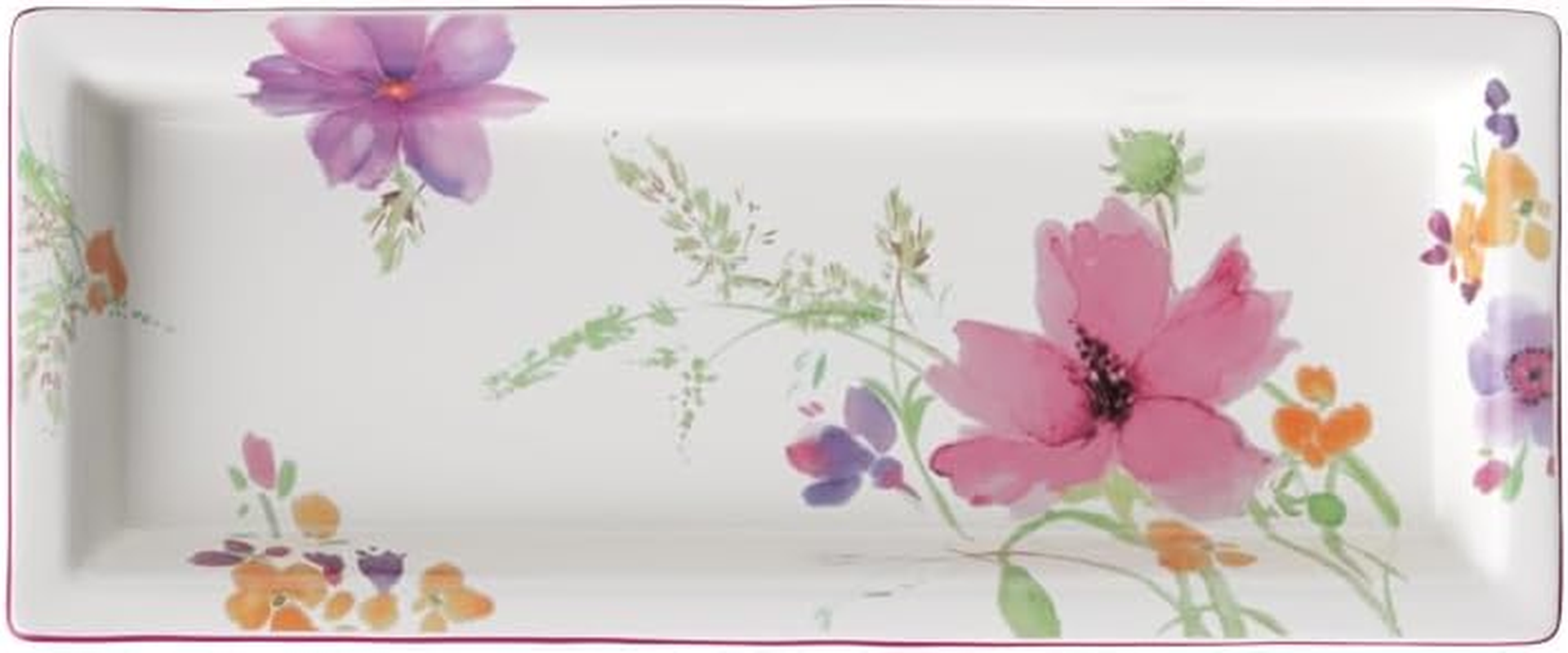 Villeroy & Boch, Mariefleur Gifts, Rectangular Bowl, Serving Bowl with Flower Pattern, 23,6X9,7Cm, Premium Porcelain, White/Multicoloured image number 3
