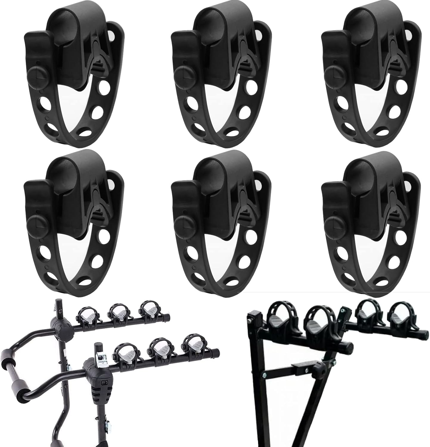 6Pcs/Set Bike Rack Straps Replacement Bicycle Hitch Strap Cradle Bike Carrier Mount Rubber Strap Black Spare Hooks Car Racks Accessories Truck Hitch Fit 1" Diameter Tubes image number 5