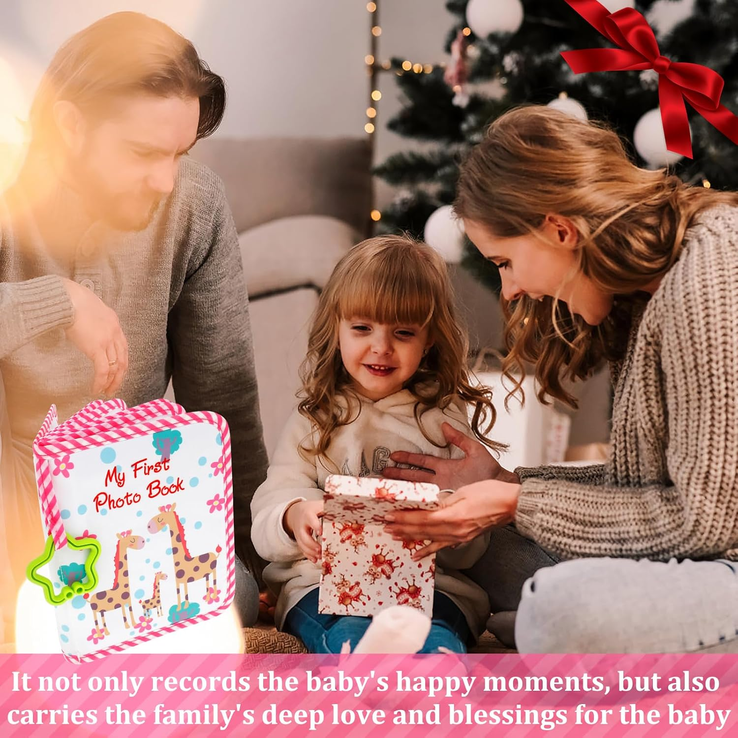 Baby Soft Photo Cloth Book 18X14Cm My First Family Album for Newborn Toddler Kids (Pink, 2Pcs) image number 3