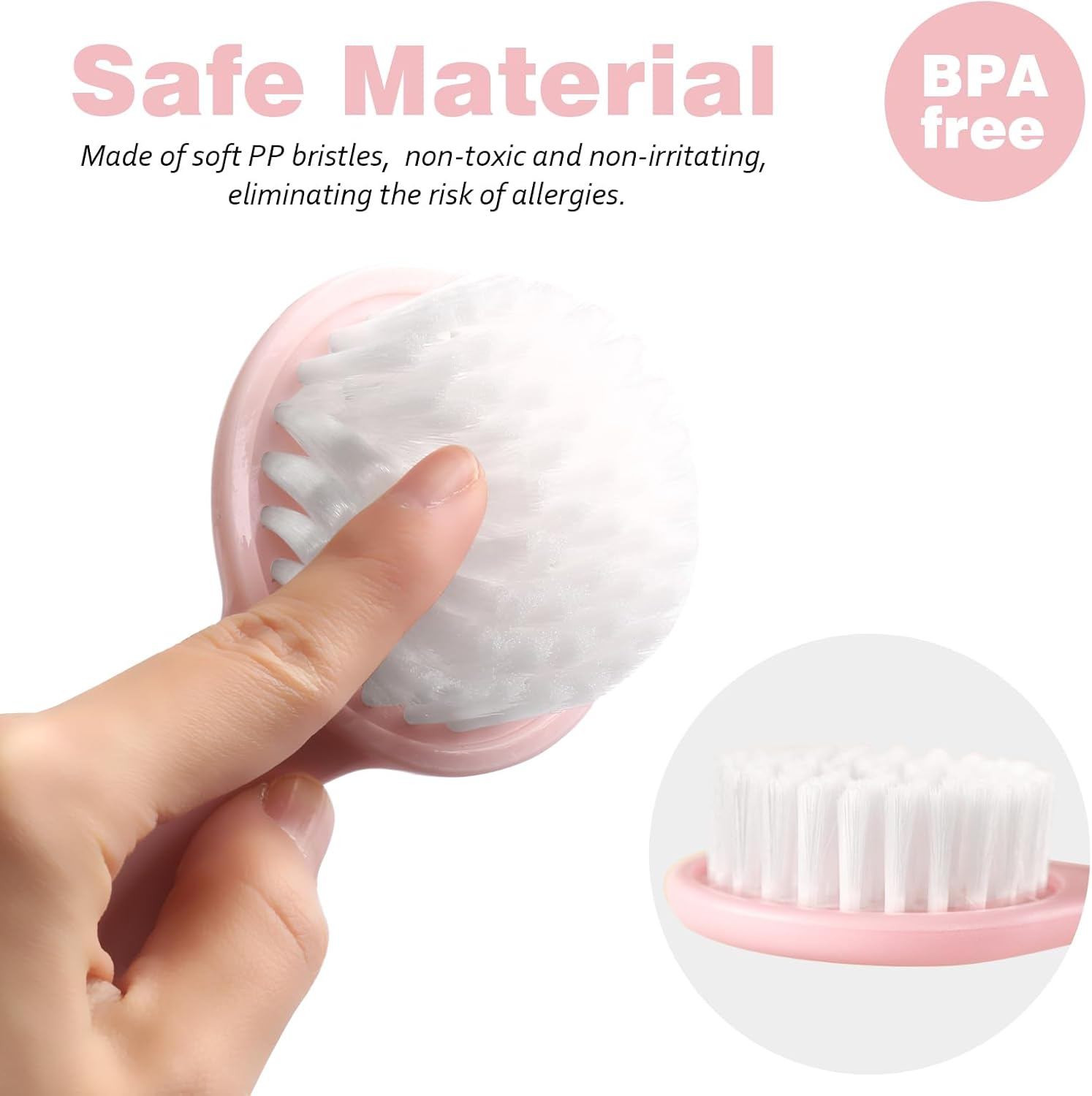 Baby Hair Comb Set Soft Baby Hair Brush Baby Comb Hair Comb Set Newborn Baby Hair Brush and Comb Set Baby Care Hair Brush for Girls and Boys,Ideal Present for Baby Pink image number 1