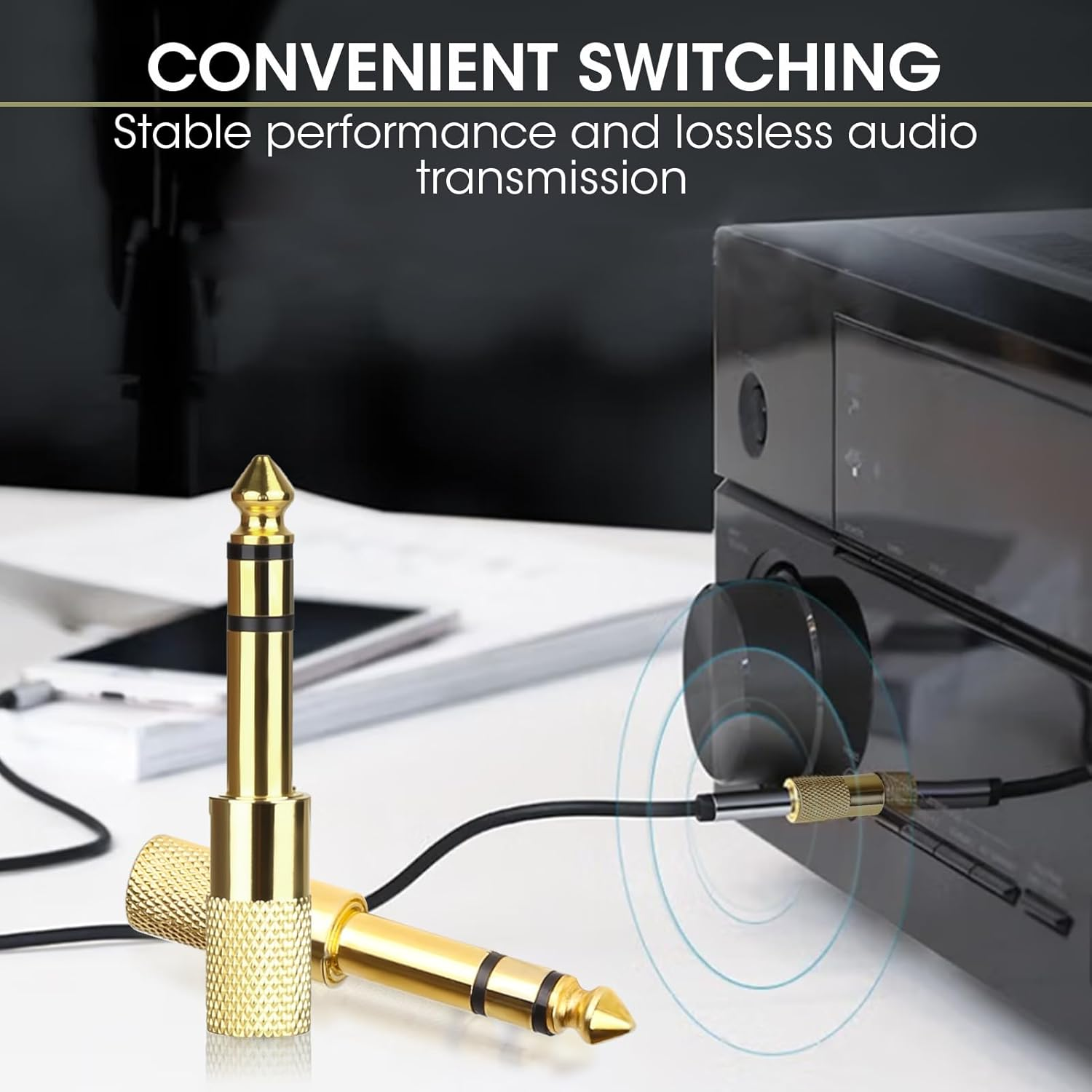 5 Pcs Dual Channel 6.35Mm (1/4 Inch) Male to 3.5Mm (1/8 Inch) Female Headphone Adapter, Stereo Audio Jack Adapter for Speaker Amp Headphone for Music Lover Home Video User(Not Supported Mono image number 4