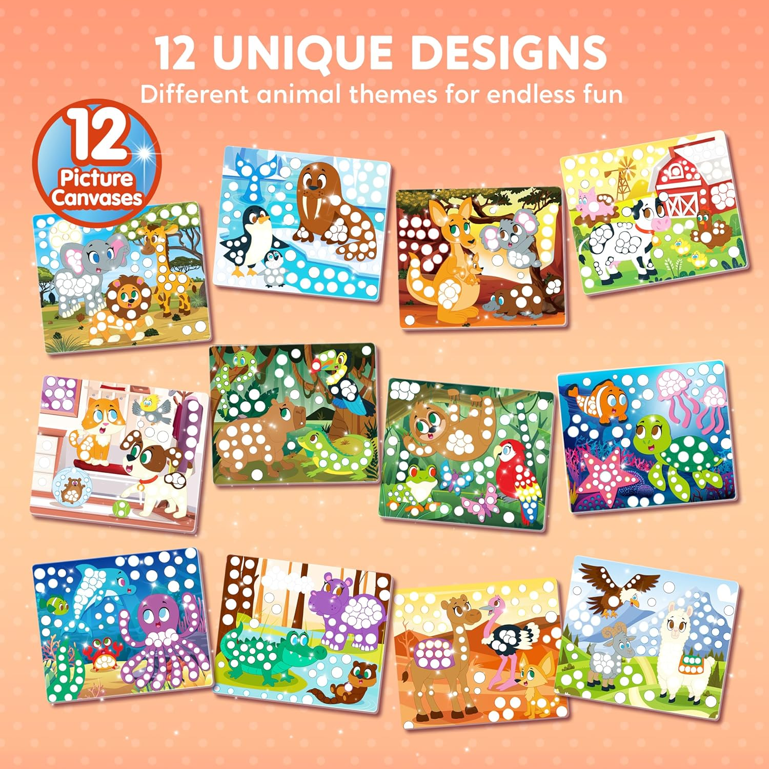 Klever Kits Dot Art Activity, Dot It Animals, Sticker Craft Set for Children, DIY Craft Set for Crafts Kit, Birthday Gifts for Children from 3+ Years, Airplane Travel Toy