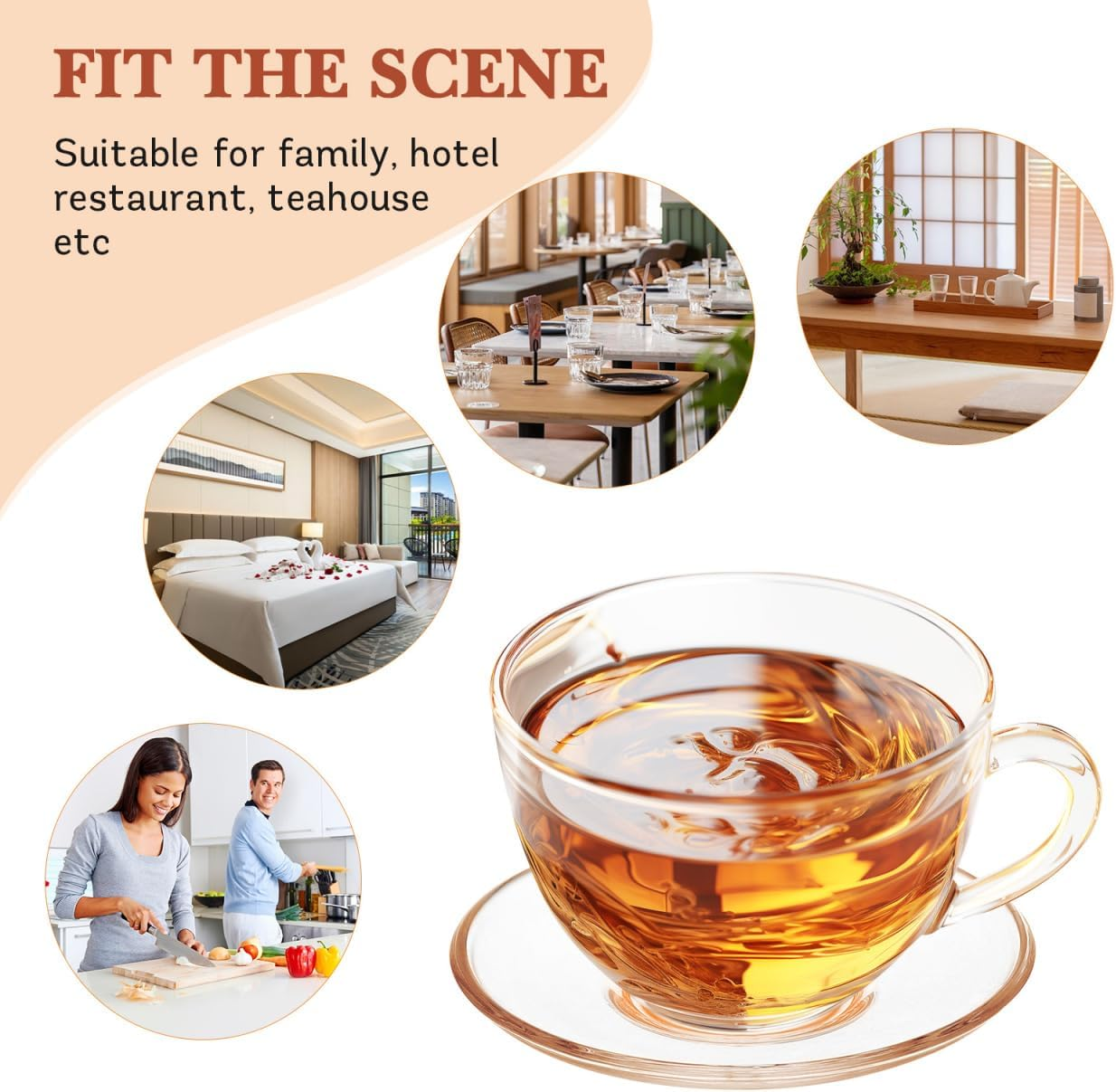 UPKOCH 4Pcs round Glass Tea Saucers Snack Plates for Coffee Decorative Tea Dishes image number 4