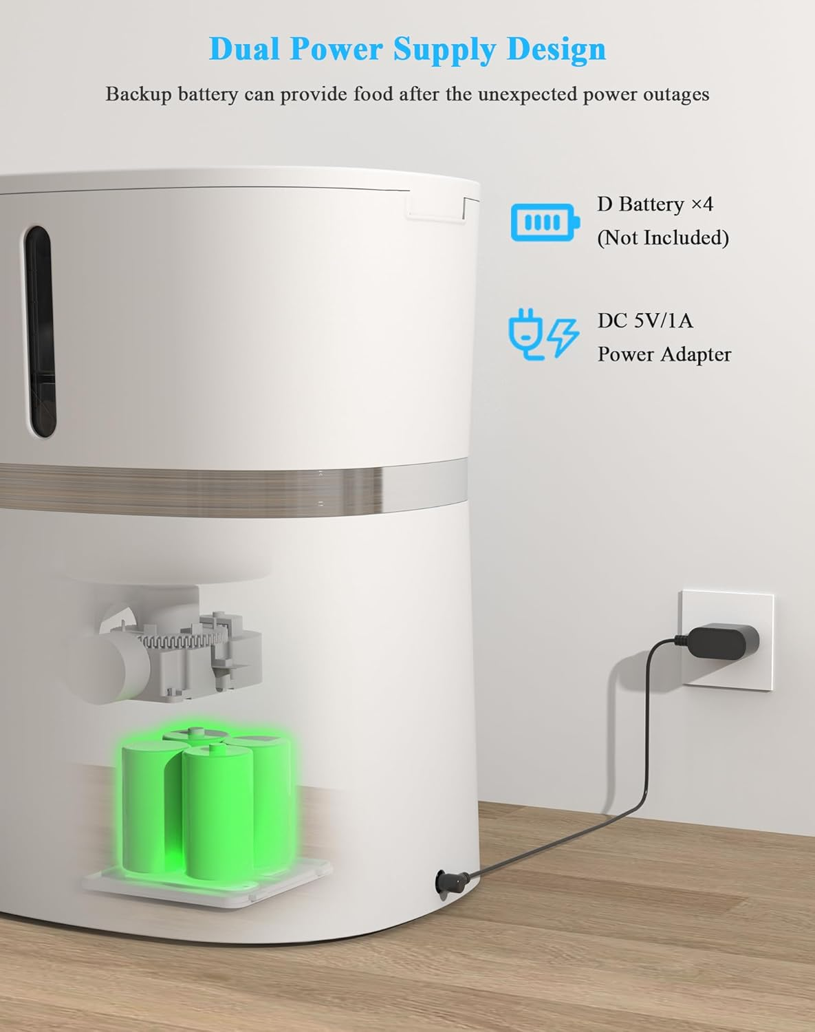 Automatic Cat Feeder, Welltobe Timed Pet Feeder Dry Food Dispenser for Cats & Dogs with Desiccant Bag, Programmable Portion Control, 10S Meal Call,1-6 Meals per Day, Dual Power, Stainless Bowl (S36)