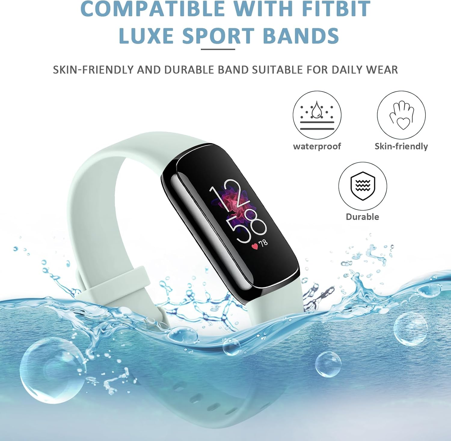 [3 Pack]Sport Bands for Fitbit Luxe Bands Women Men, Soft Classic TPU Small Large Adjustable Comfortable Replacement Strap Wristbands for Fitbit Luxe/Luxe Special Edition Fitness Tracker image number 2