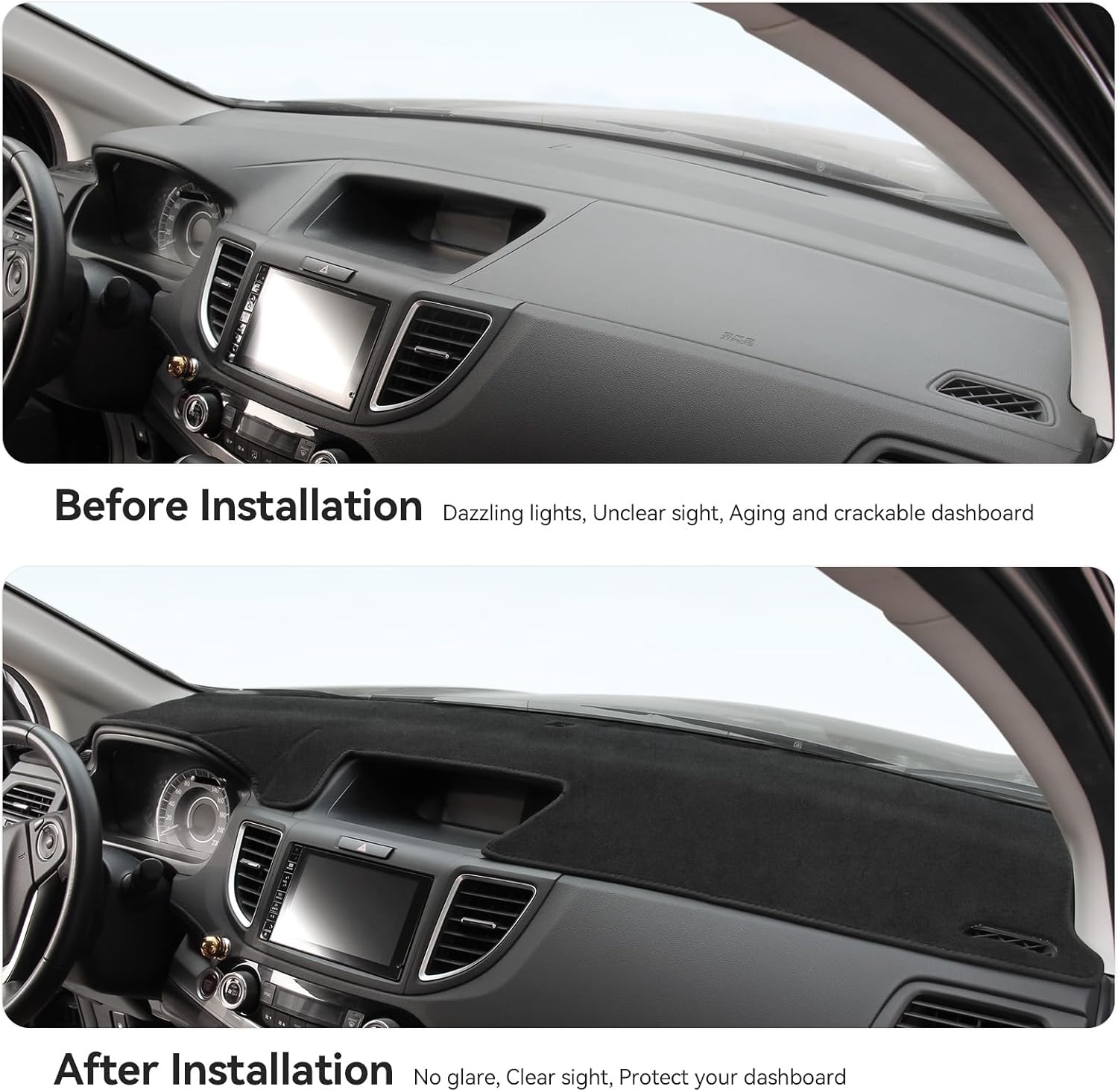 Bercicci Dash Cover for Honda CRV 2016 2015 2014 2013 2012 Accessories Flannel Dashboard Cover Dash Mat Center Console Cover Sunshield Protector Pad image number 2