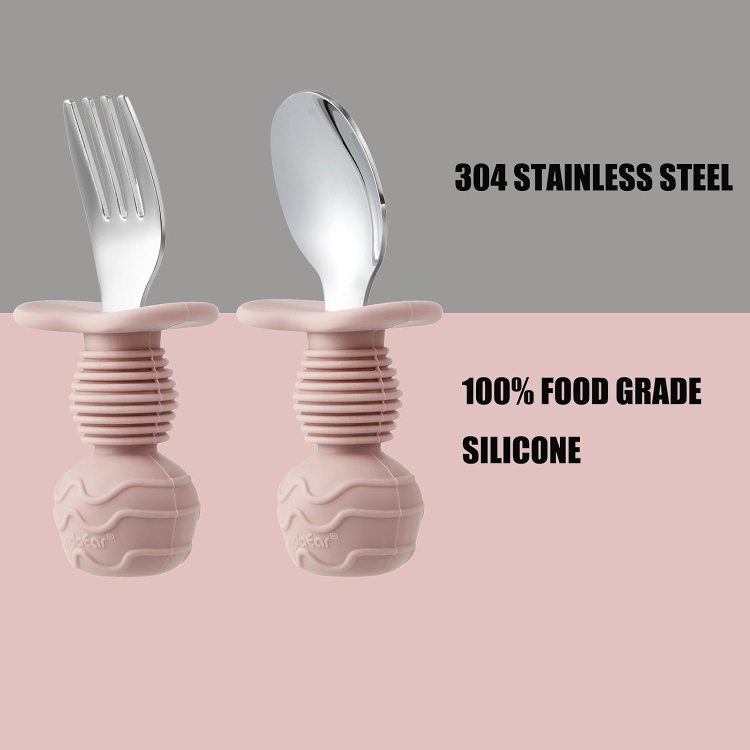 Pandaear 6 Pack Stainless Steel Toddler Spoons and Fork Feeding Set - Anti-Choke First Self Feeding Utensils for Kids Baby Girls Led Weaning Ages 18 Months+ (Pink/Beige) image number 6