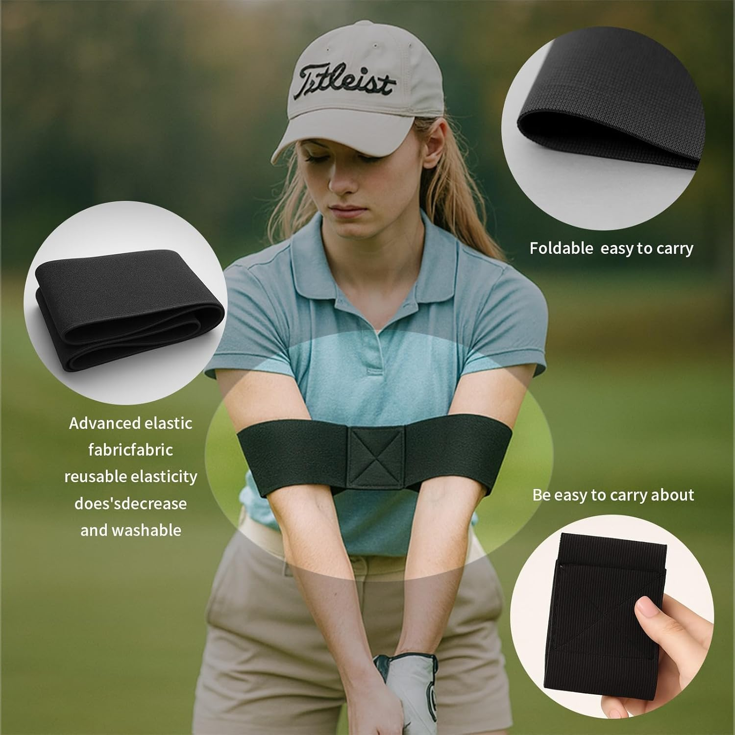 3 Pcs Golf Swing Trainer Aid，Golf Training Equipment Set with Swing Arm Band & Golf Grip Trainer，Swing Posture Corrector for Beginners and Pros，Golf Training Aid for Men and Women image number 3
