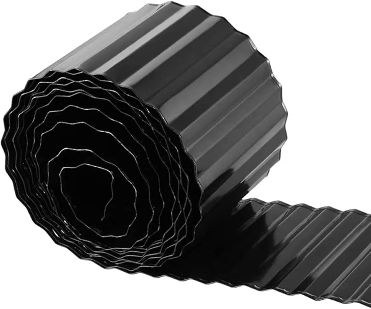 AUTENS 20Ft Corrugated Metal Garden Edging, Metal Landscape Edging for Lawn, Flower Bed, Garden Fence, Paver Edging, Flower Bed Border Flexible Curred or Cut as Needed (Black, 20Ft*8Inch)