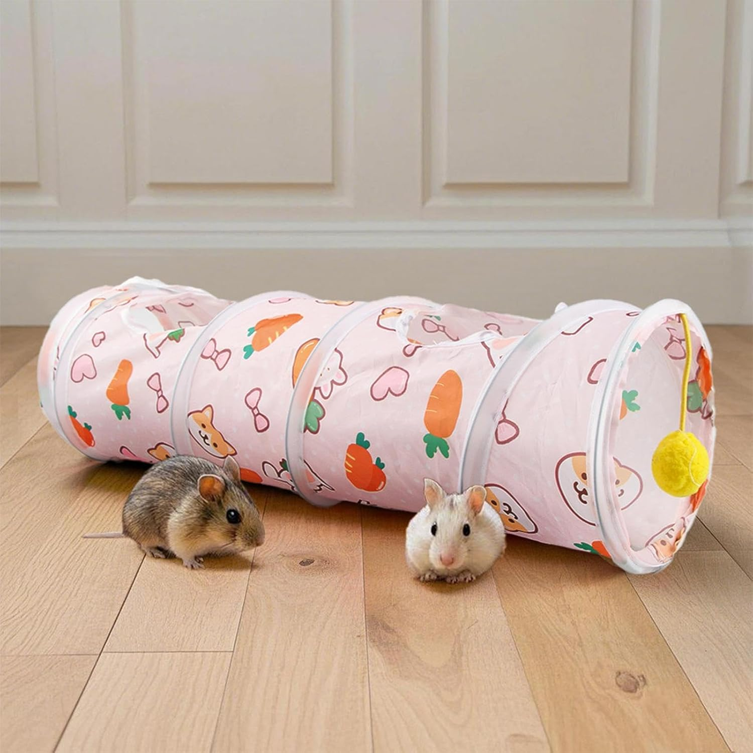 Small Animal Tunnel,Pet Playing Sleeping Pipe - Foldable Tunnels with Play Ball Bunny Hiding Tube Activity Toy for Dwarf Rabbits, Hamster, Kitten, Hedgehog - B image number 4