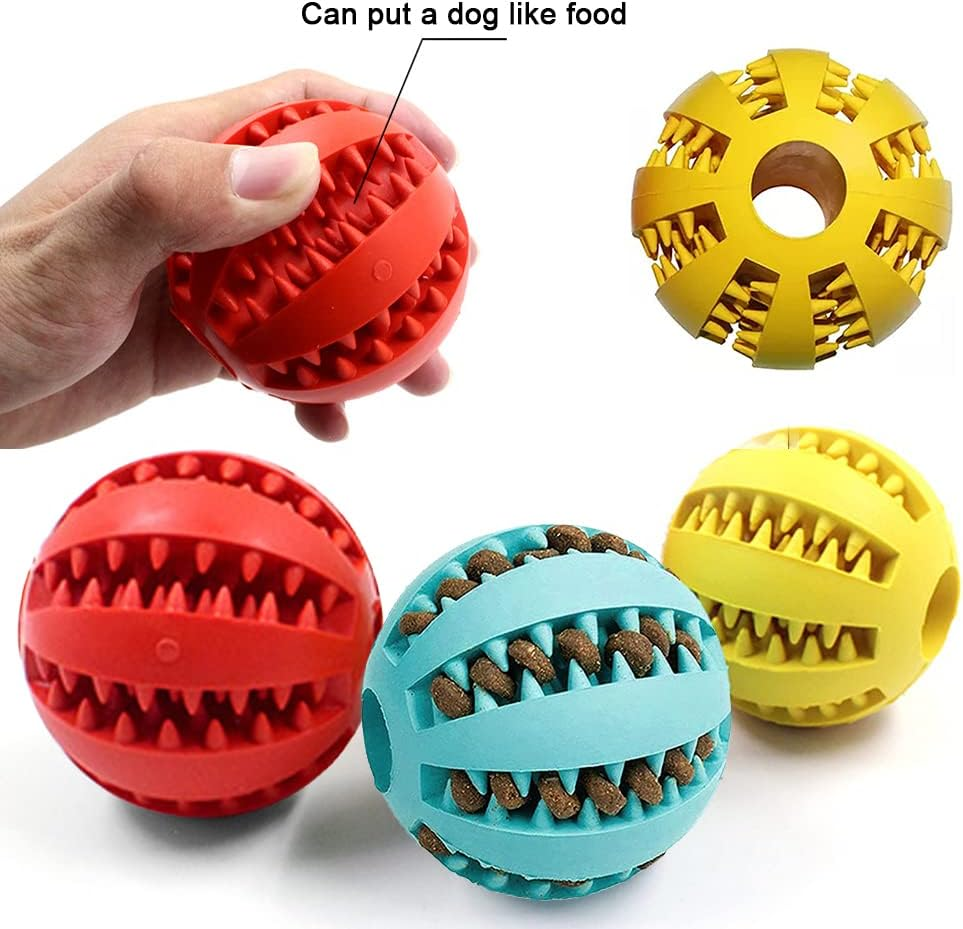 YSHIGUING 2 Pcs Dog Toy Ball 7Cm Dispenser Ball Toy Interactive Enrichment Dog Toys for Boredom Small Dog Puzzle Toy Teeth Cleaning Chew Toy Exercise Game IQ Training Ball for Indoor Puppy Cat (A) image number 2
