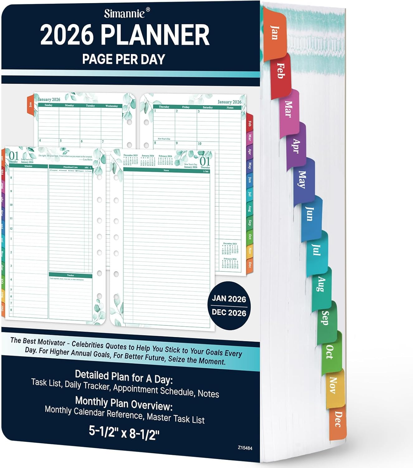 Planner Refills - 2026 Planner Refills, January 2026 - December 2026, 2 Pages per Day Daily ＆ Monthly Planners, A5 Planners Inserts, 5.51" X 8.38", Daily Tracker, 7-Hole Punched