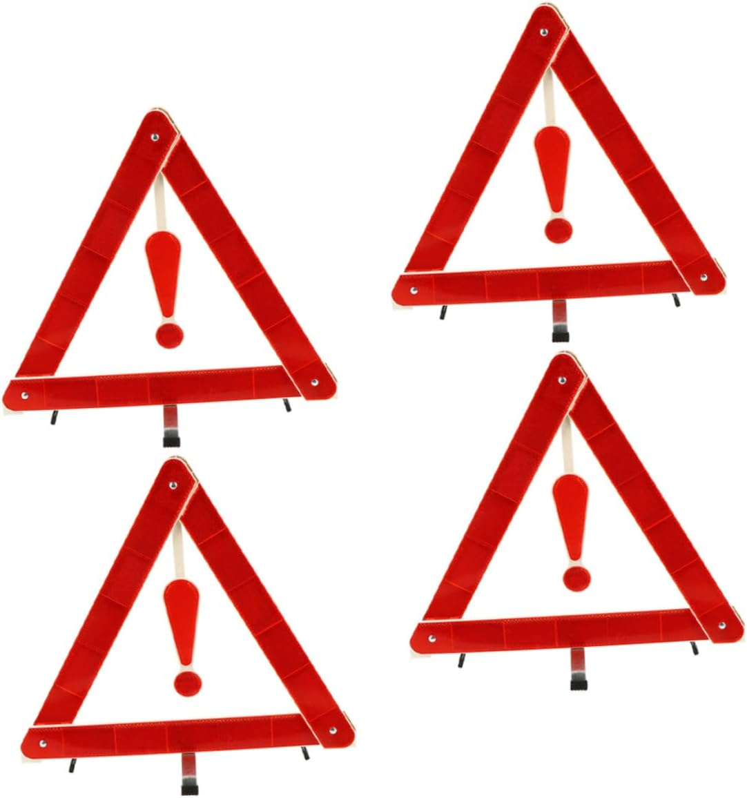 4 Pcs Car Warning Triangle Safety Signs 39X39Cm Reflective Roadside Emergency Triangles Tripod Kit for Vehicle Breakdown image number 6