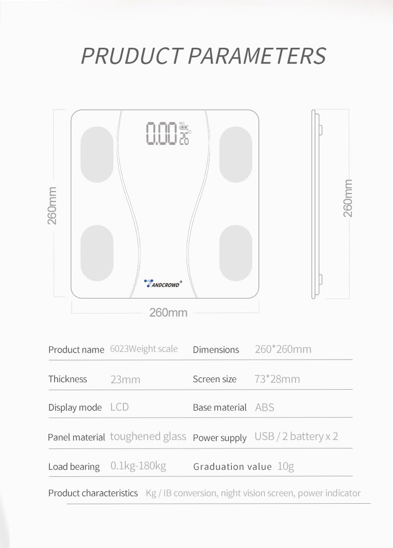 Body Weight Scale,Bluetooth Digital Scale, Bathroom Smart Digital Weight Scale Composition Monitor for Body Weight, Fat, BMI, Water, BMR, Muscle Mass (White) image number 6