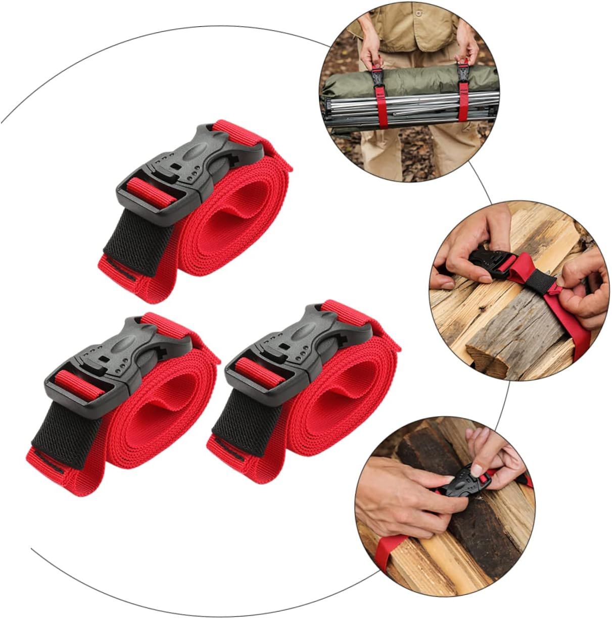 Veemoon 3Pcs Multifunctional Strapping Strap Ratchet Belts Cable Ties Luggage Lashing Straps image number 4