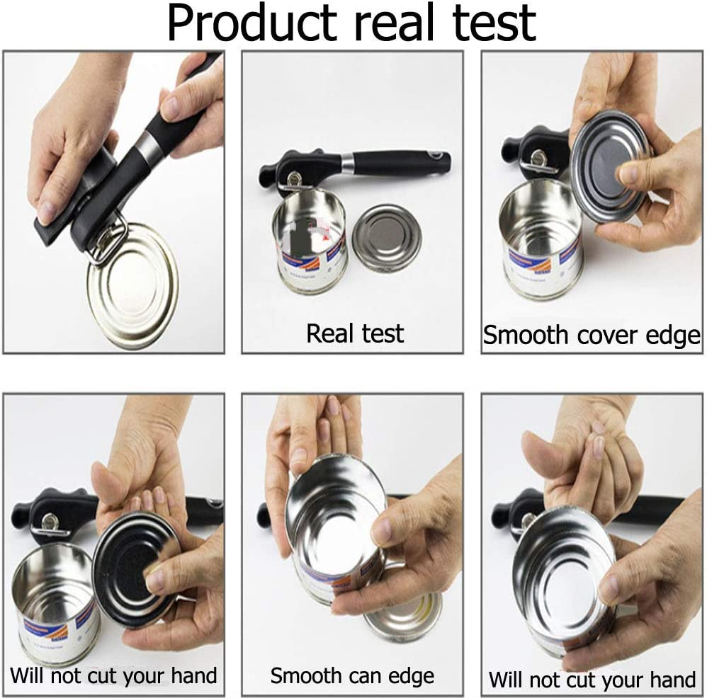 LIONAL Can Opener, Can Opener Manual-Safety Feature Prevents Sharp Edges and Cuts, Ergonomic Soft Grips Handle, Food Grade Stainless Steel (Portable Easy Can Opener, Black)