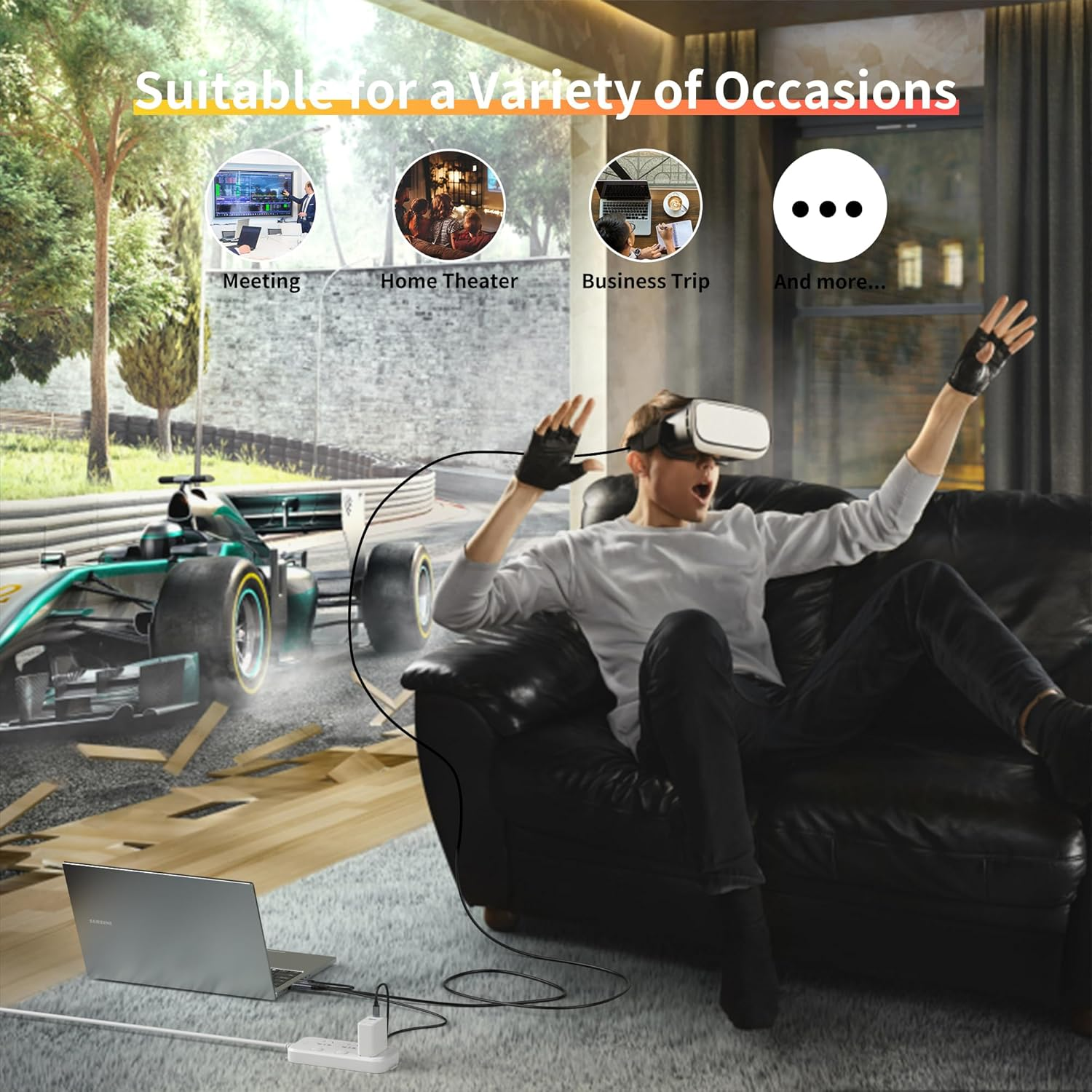 HDMI to Type-C Cable, 4K@60Hz, HDMI to USB C 8.2Ft, USB-C Powered, HDMI to USB Type-C, for Xreal Nreal Air, Mobile Monitors, XREAL Beam, Touch Functionality,Switch, Steam Deck,Ps5,Studio Display image number 2