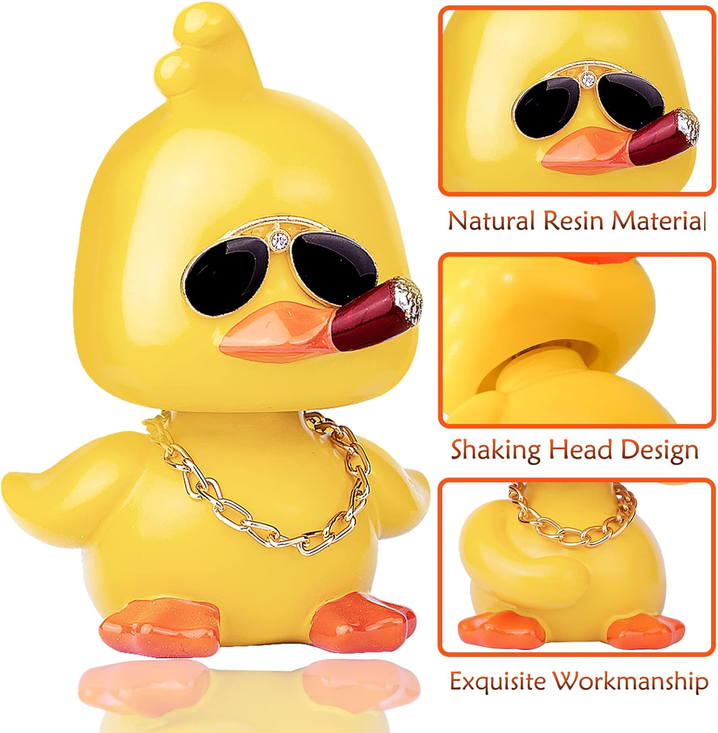 Cool Yellow Duck Car Ornaments Funny Duck Car Dashboard Decorations Shaking Head Doll for Car Auto Interior Decor Accessories