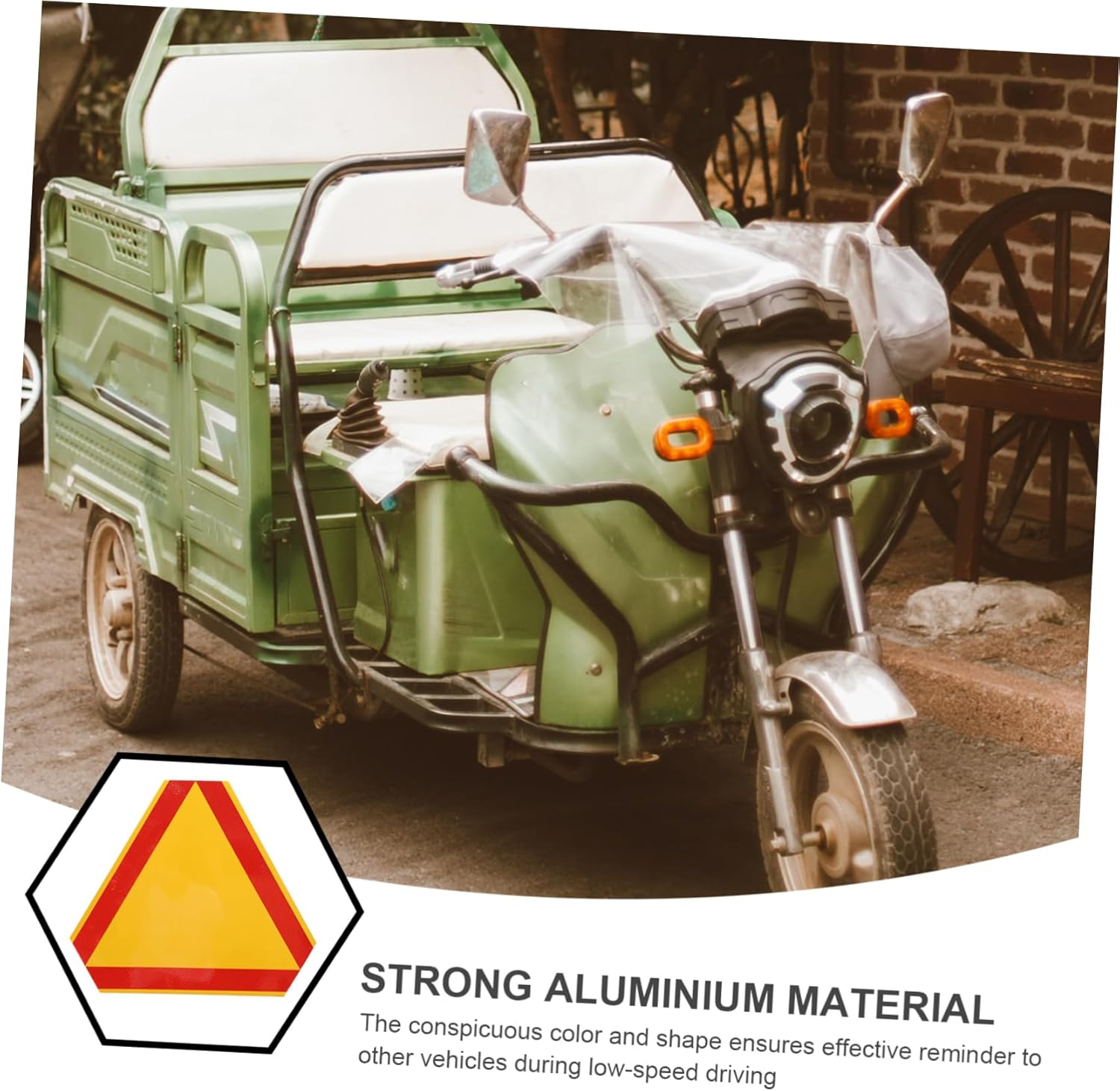 Reflective Safety Triangle Emergency Triangle Warning Reflector 2Pcs 35Cm/13.8In Yellow Base Aluminum for Roadside Emergency Low Speed Vehicles Trucks Tricycles