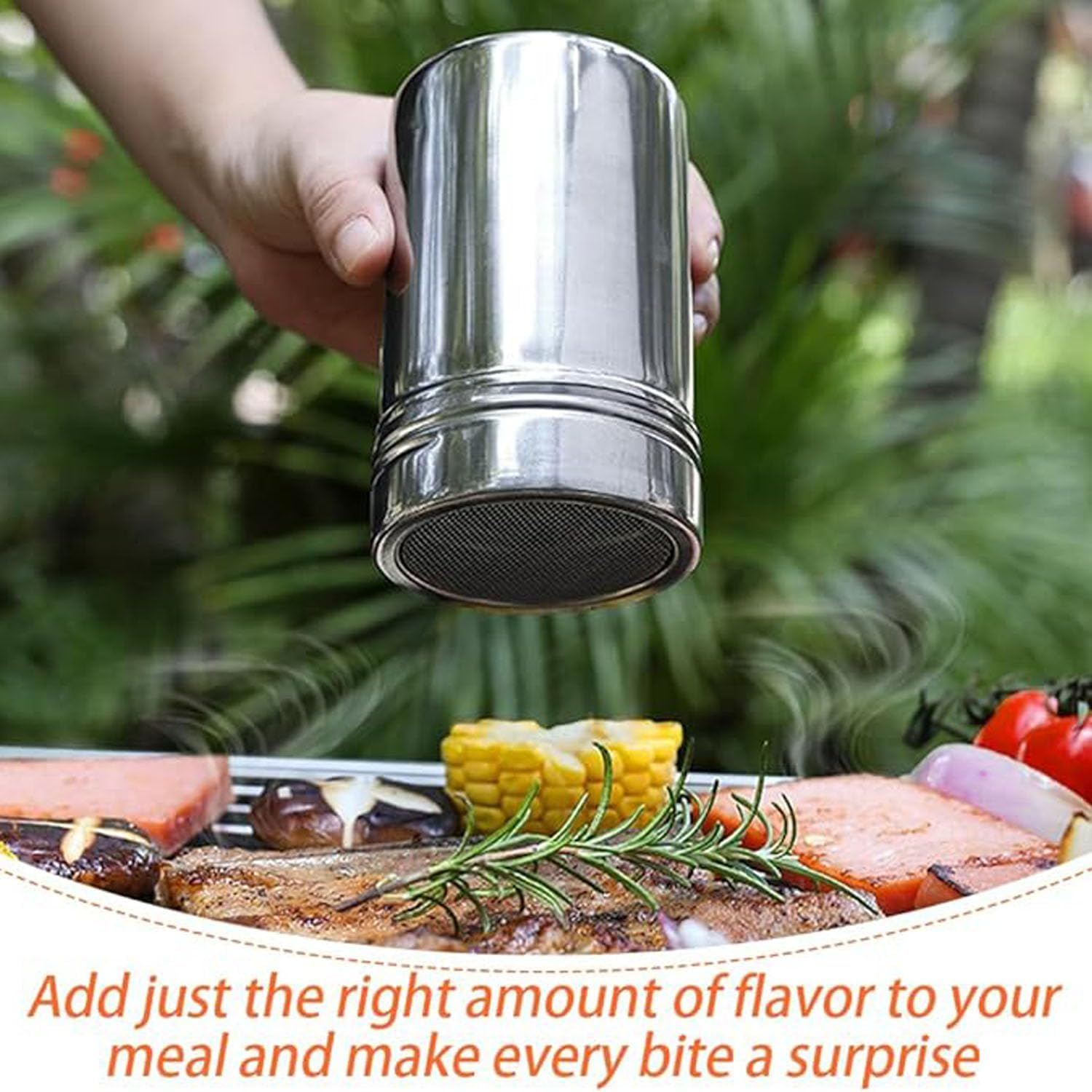 EOMECUIGAO Stainless Steel Powder Shaker 2PCS Powder Dispenser with Dust Cap Cocoa Powder Dispenser Pepper Shaker Barbecue Seasoning Bottle Coffee Utensils image number 1