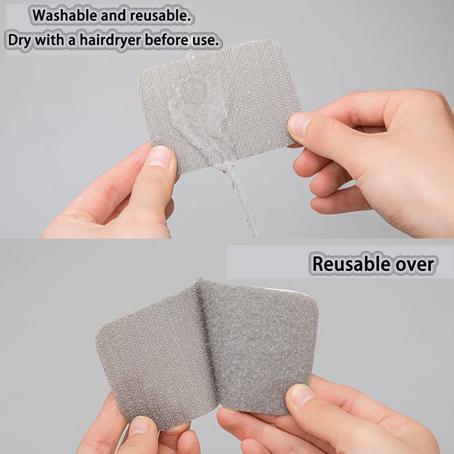 Roczential 10-Pack Rug Gripper Tape Double Sided Anti-Slip Carpet Tape Washable Reusable Rug Pad for Hardwood & Tile Floors Secure Floor Mats & Carpets Home D&eacute;cor Essential (Gray) image number 3