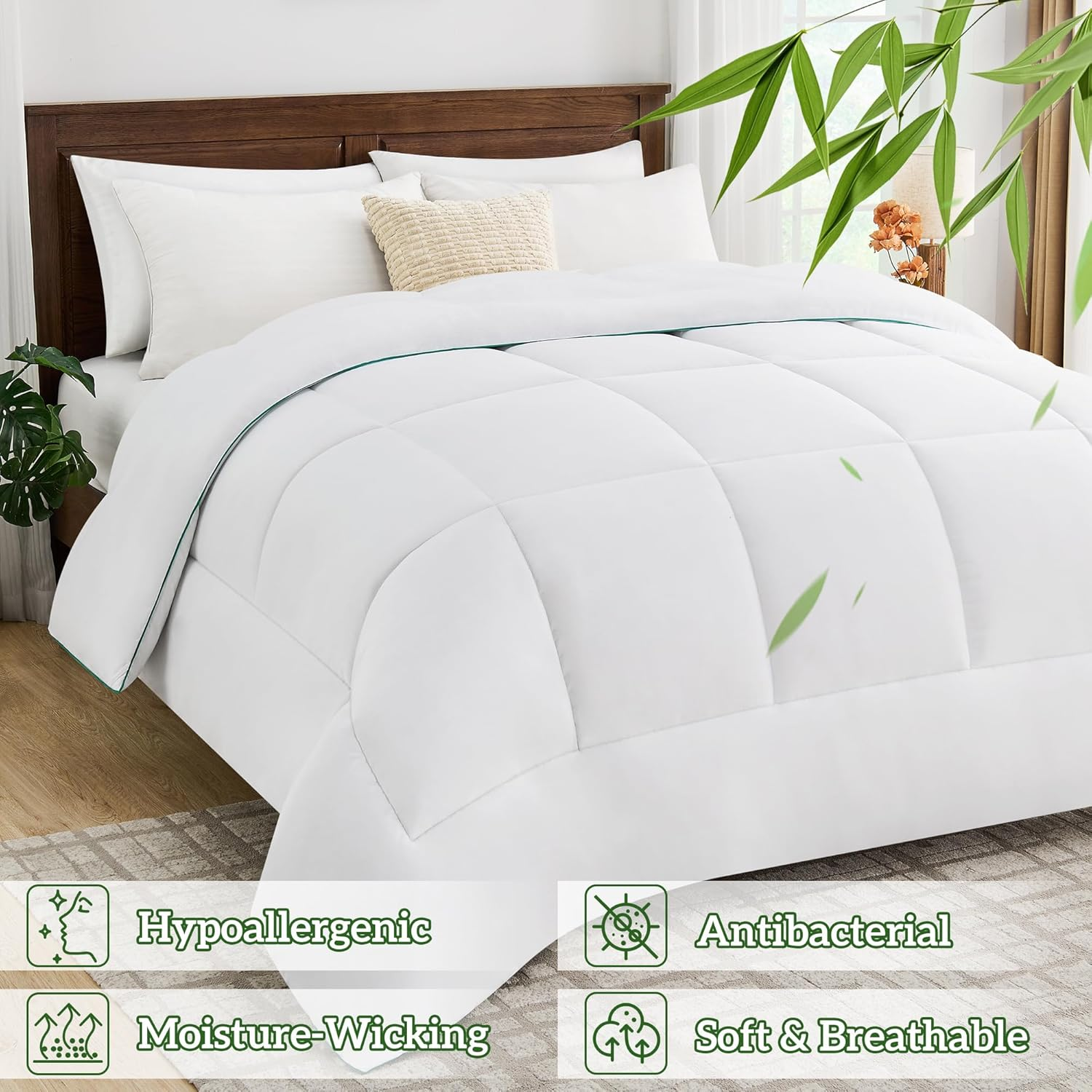 LINENOVA Bamboo Quilt Queen Size - 500GSM Extra Cosy All Season Doona, Breathable and Soft Duvet, Hypoallergenic and Anti-Bacterial, Ideal for Cooler Nights, Machine Washable (210X210Cm) image number 1