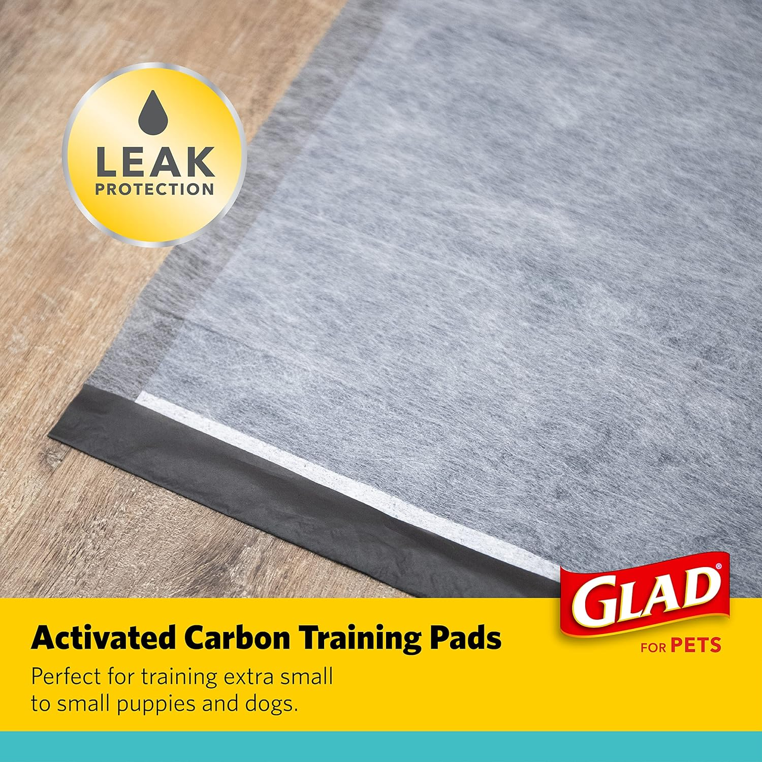 Glad for Pets Activated Charcoal Dog Training Pads, Small Size 17.5" X 23.5" - Odor Absorbing, Pee Pads for Dogs - Perfect for Training New Puppies, Grey, 120 Count image number 2