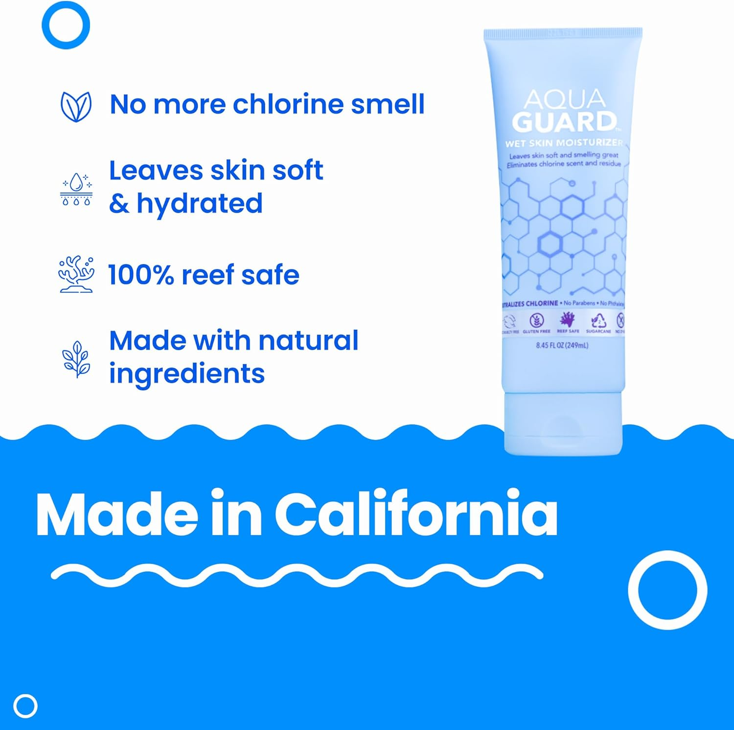 AQUA GUARD After-Swim Wet Skin Moisturizer | Leaves Skin Soft+Neutralizes Chlorine Scent&Residue | In-Shower Lotion | Saves Time | Apply to Wet Skin Then Towel off | Fast Absorbing - Single