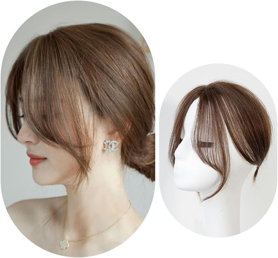 Air Bangs Hair Extensions Natural Hairs Extensions Hairpieces for Women Girl Bang Hairpieces with Thinning-Hair for All Face Type (Dark Brown)