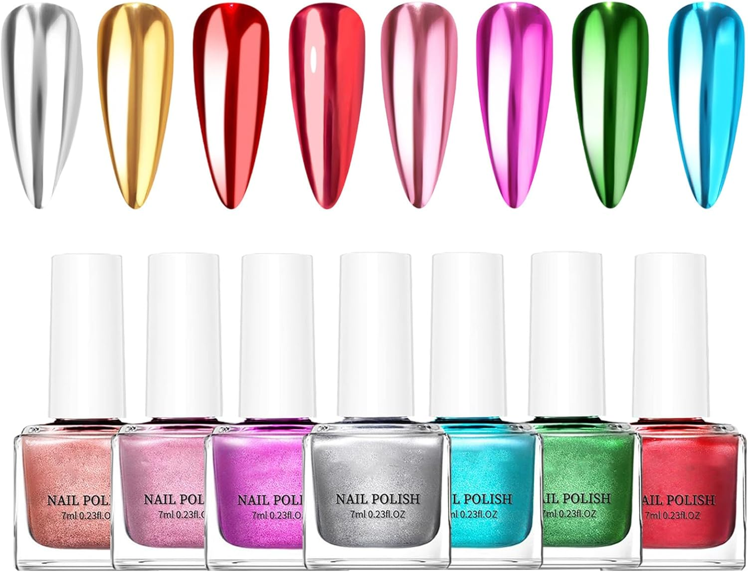 Mirror Nail Polish &ndash; Radiant Chrome Shade Set, Fast-Setting Liquid Glaze, Ultra-Reflective Style Accent, Color-Intense Fingertip Lacquer | for Manicure Creations Fashion Gatherings Festive Evenings Tr image number 1