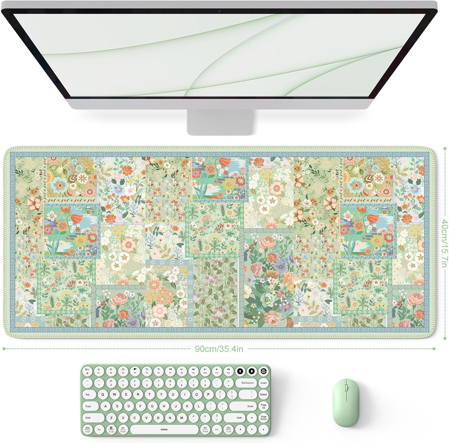 HAOCOO Green Desk Matt for Desktop, Desk Mat for Keyboard and Mouse, Non-Slip Desk Mouse Pad with Stitched Edges, Water-Resistant XL Mouse Pad for Women Office Decor - Green image number 5