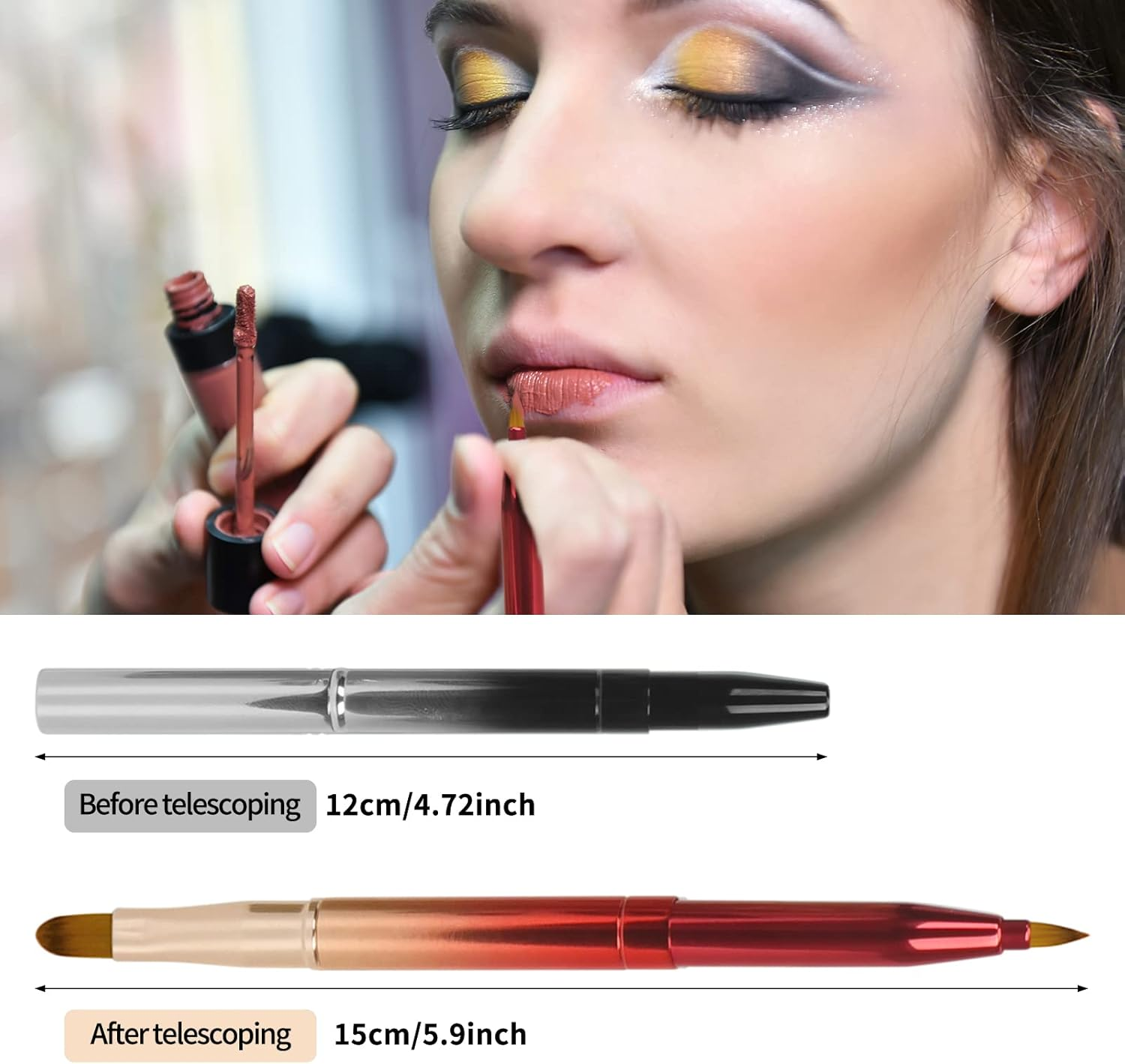 Unaone [2 Pack] Lip Brush for Lipstick, Retractable Lip Brushes, Dual-Ended Makeup Brush for Lipstick Lip Gloss, Include Lid image number 4