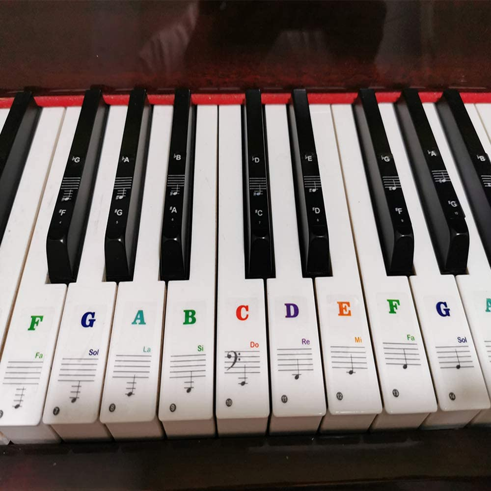Piano Stickers for Keys, Yalloy Colorful Piano Keyboard Stickers for 88 61 54 49 Full Set Stickers Removable and Transparent, Leaves No Residue, Ideal for Piano Beginners Learning Piano or Keyboard image number 3