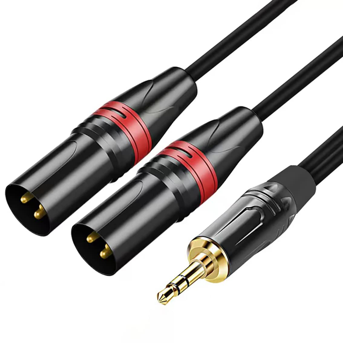 1/8 Inch to Dual XLR Male Y-Splitter Cable, Tunghey Unbalanced 3.5Mm Mini Jack TRS Stereo Aux to Double Male XLR Adapter Interconnect Breakout Patch Cord (1M)