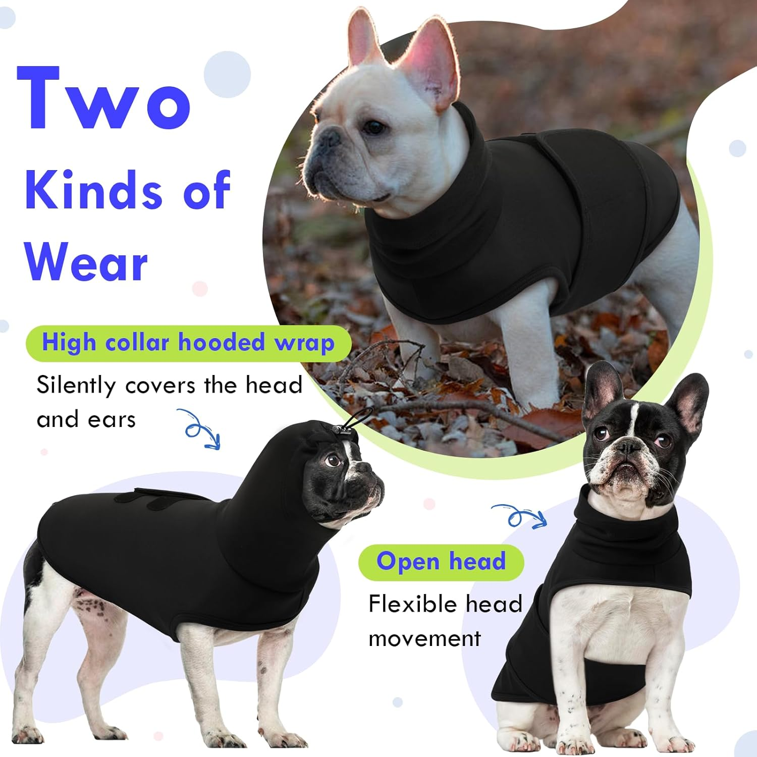 Dog Calming Vest for Small Medium Dogs - Anxiety Relief Shirt with Hook and Loop Closure - Comfortable Stress Relief Coat for Dogs - Black -XL image number 2