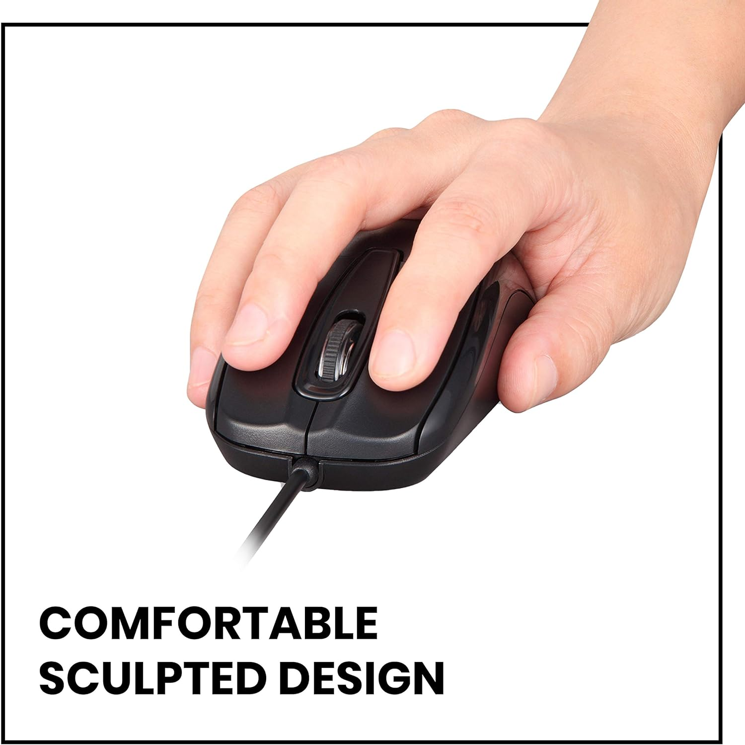 Perixx PERIMICE-209 3 Button USB Wired Mouse - Optical - 1000 DPI - 5.9 Ft Cable - Black - Beige image number 2