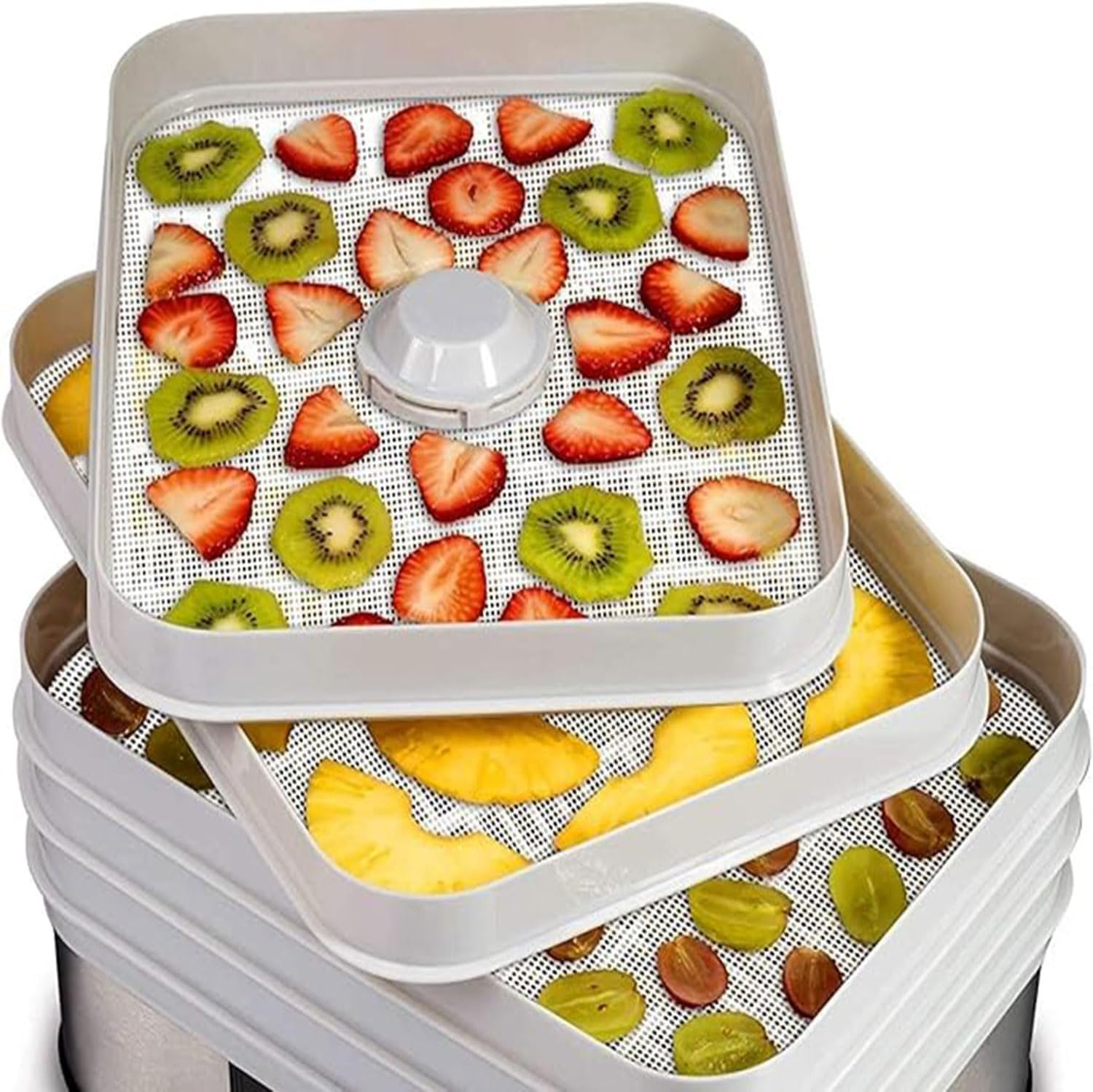 8Pcs Food Fruit Dryer, Silicone Dehydrator Sheets, Steamer Mesh Mats for Food Dehydrator and Freeze Dryer, Reusable Non Stick Fruit Dehydrator Sheets, Dehydrator Tray Liner, Baking Mats image number 3