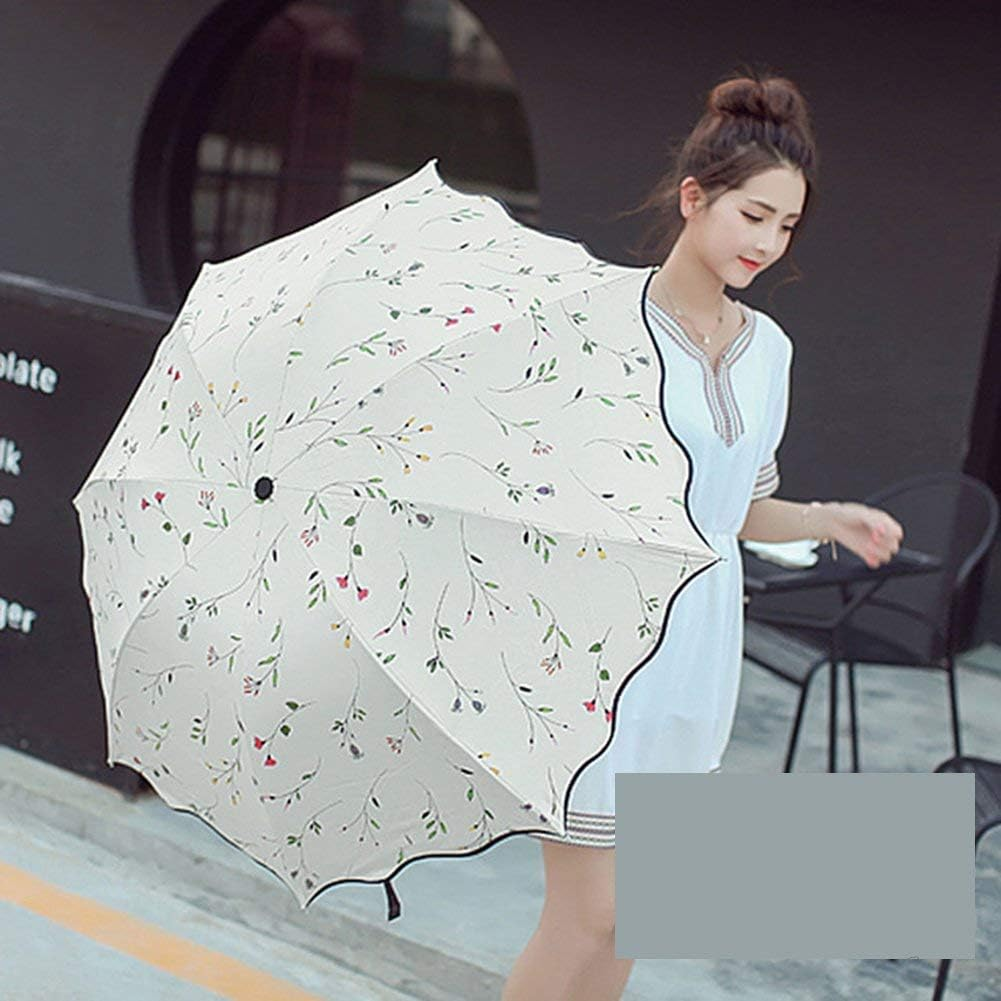YJZQ Portable Folding Automatic Umbrella Telescopic Lightweight Compact Travel Sun Umbrellas Parasol Windproof, Rainproof & 99% UV Protection with Black Anti-Uv Coating, UPF 50+
