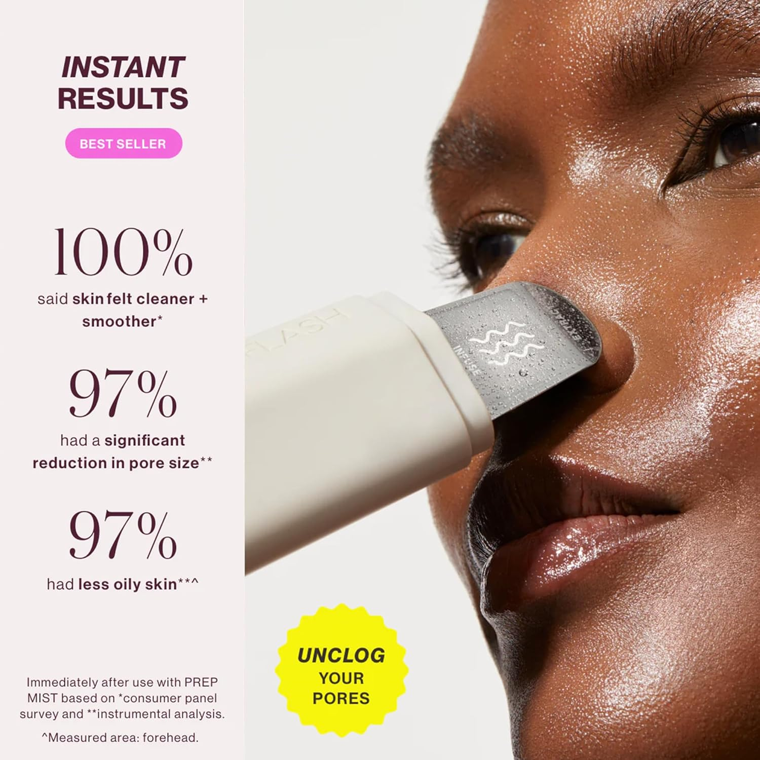 DERMAFLASH DERMAPORE+ Skin Care Device, Ultrasonic 2-In-1 Pore Extractor and Skincare Infuser, Stone image number 5